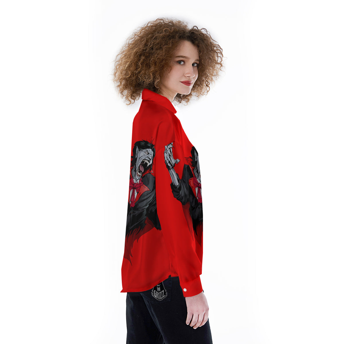 Count Dracula Print Women's Long Sleeve Shirts-grizzshop