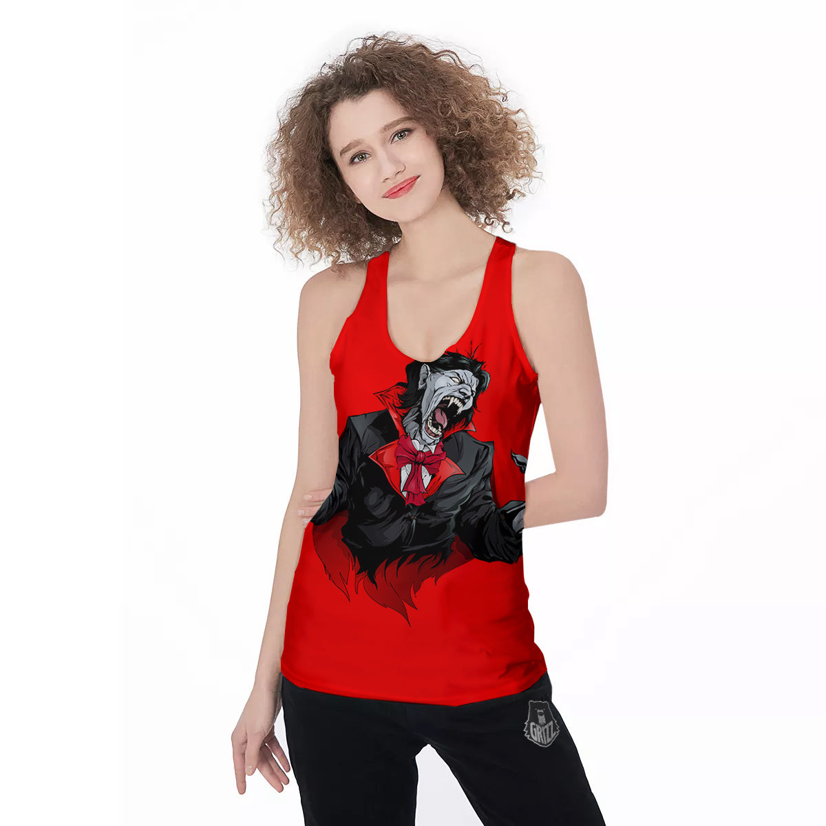 Count Dracula Print Women's Racerback Tank Top-grizzshop