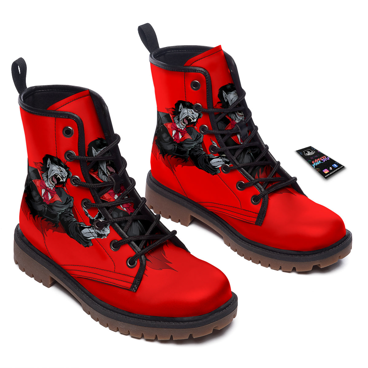 Count Dracula Print Work Boots-grizzshop