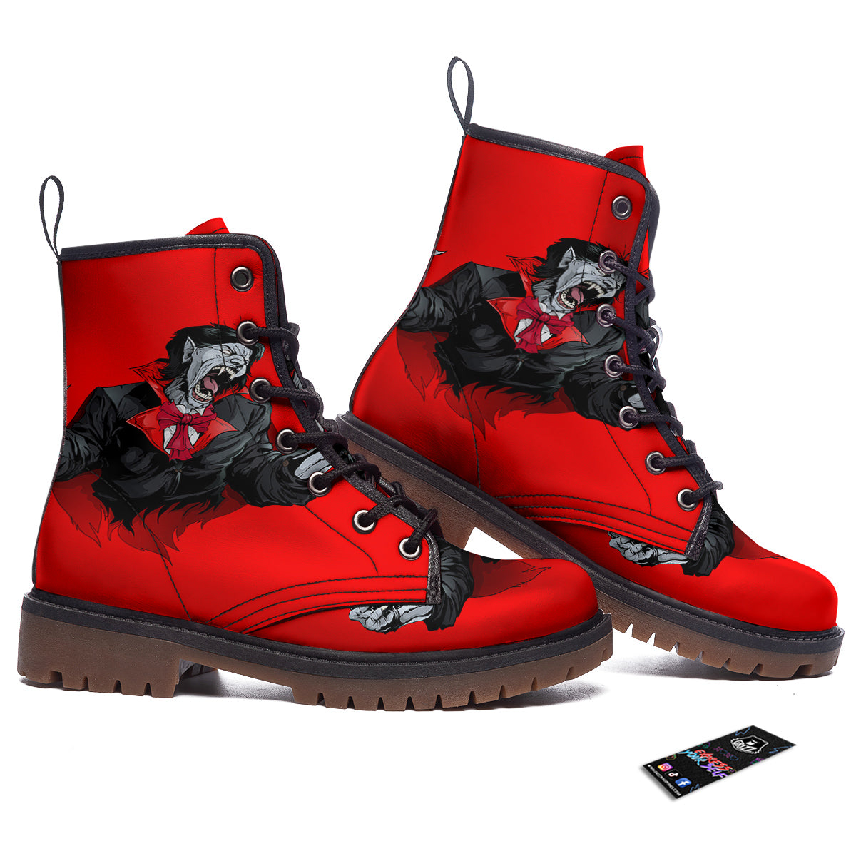 Count Dracula Print Work Boots-grizzshop