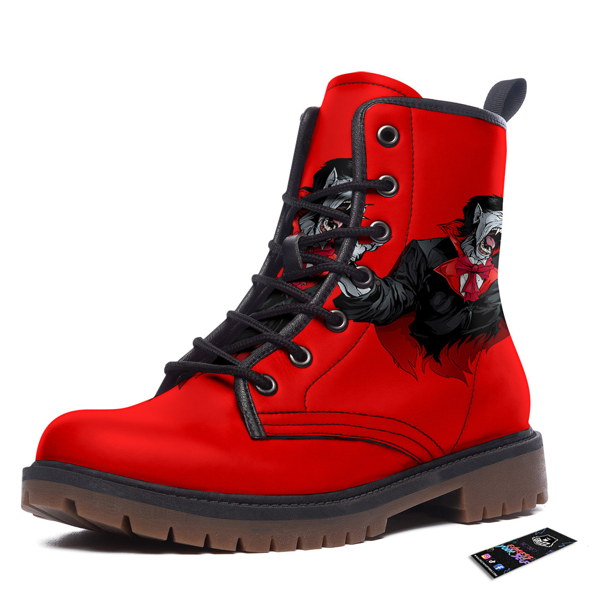 Count Dracula Print Work Boots-grizzshop