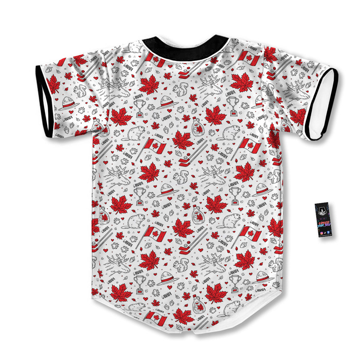 Country Canada Print Pattern Baseball Jersey-grizzshop