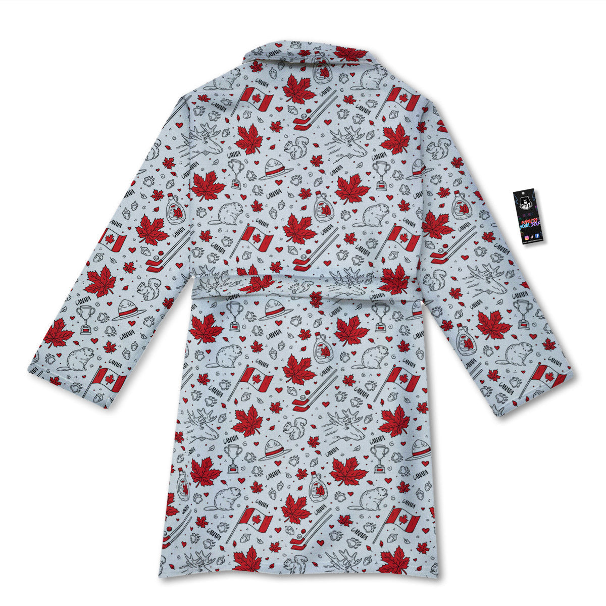 Country Canada Print Pattern Bathrobe-grizzshop