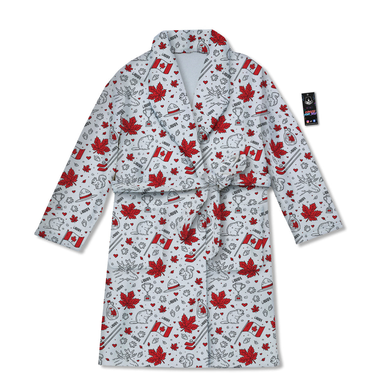 Country Canada Print Pattern Bathrobe-grizzshop