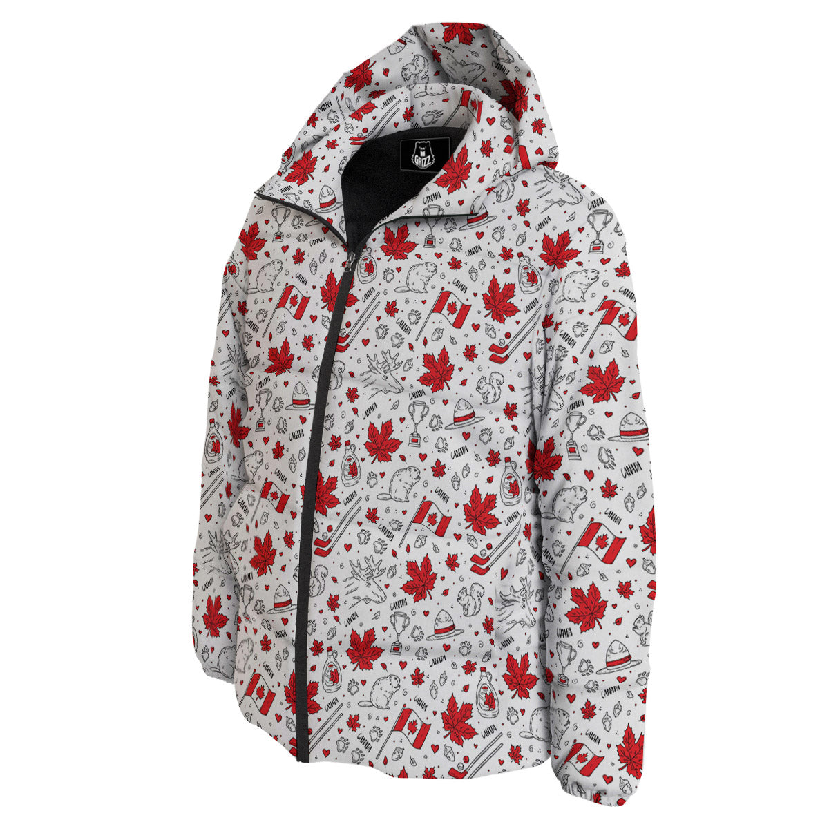 Country Canada Print Pattern Down Jacket-grizzshop