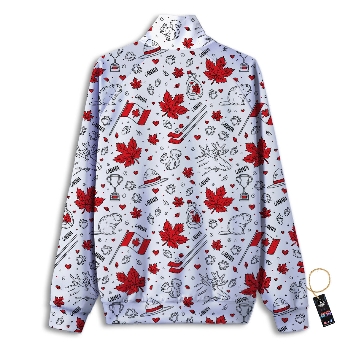 Country Canada Print Pattern Track Jacket-grizzshop