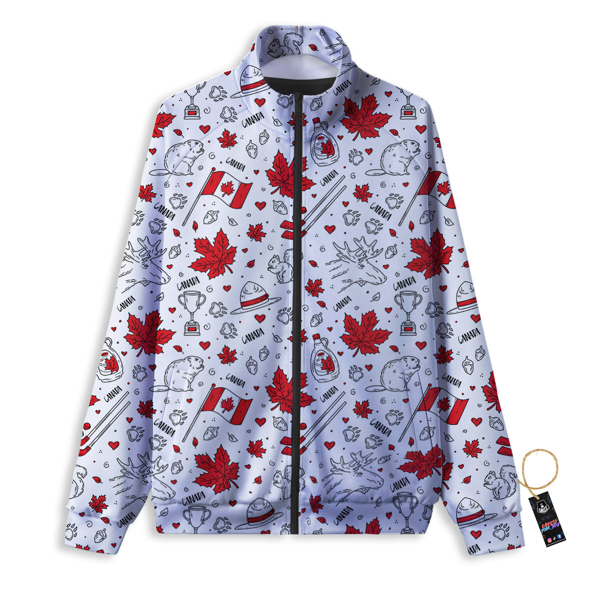 Country Canada Print Pattern Track Jacket-grizzshop