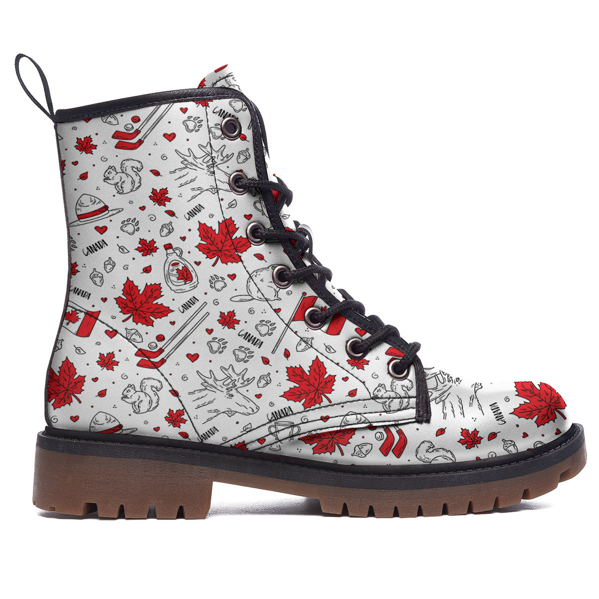 Country Canada Print Pattern Work Boots-grizzshop