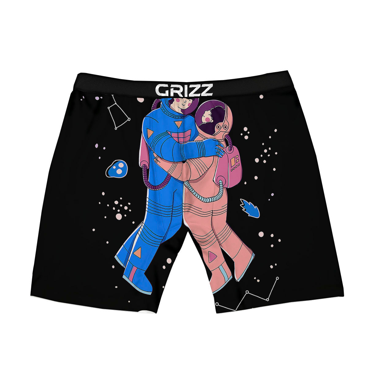 Couple Astronaut Travel In Space Print Boxer Briefs-grizzshop