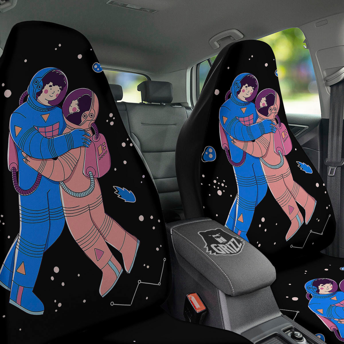 Couple Astronaut Travel In Space Print Car Seat Covers-grizzshop