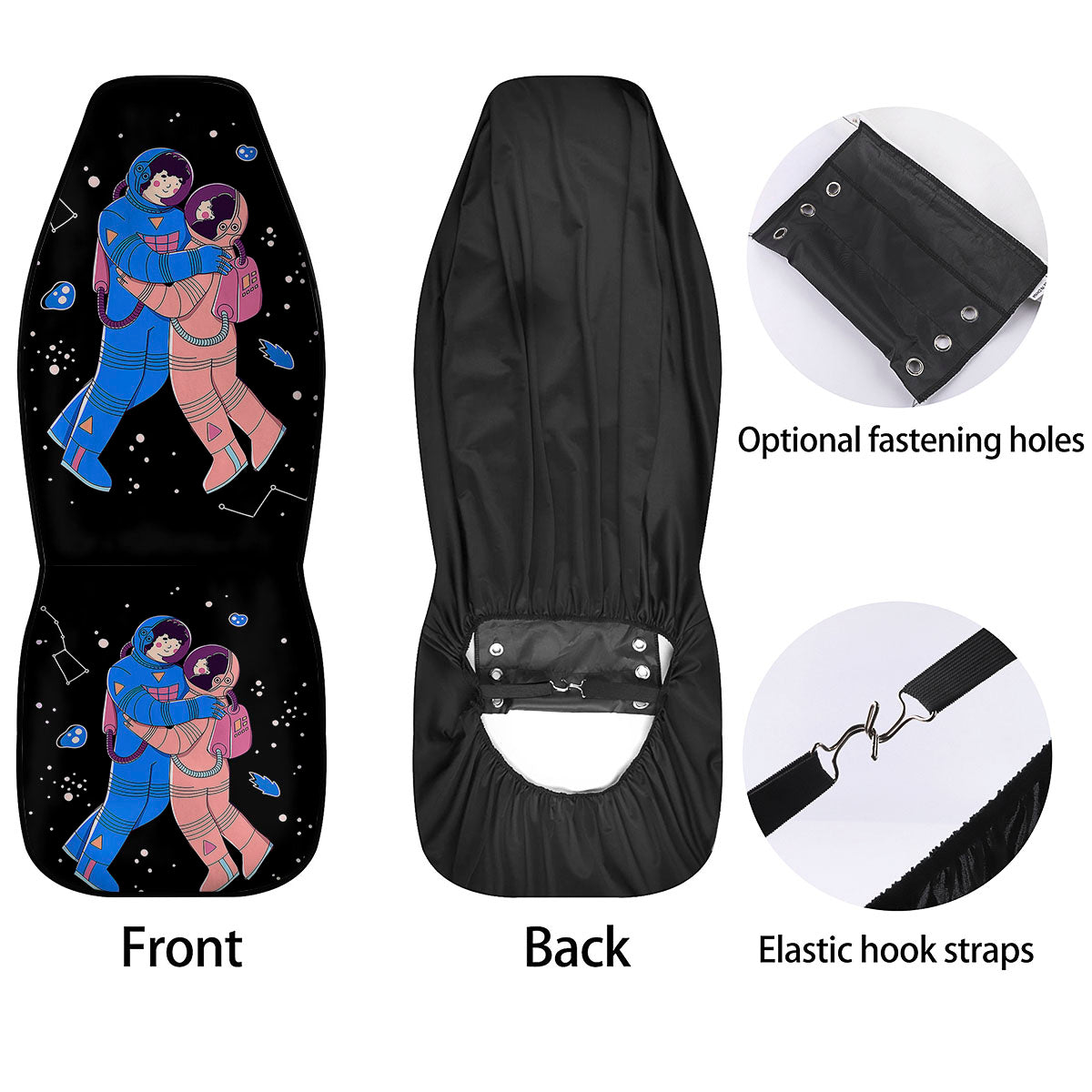 Couple Astronaut Travel In Space Print Car Seat Covers-grizzshop