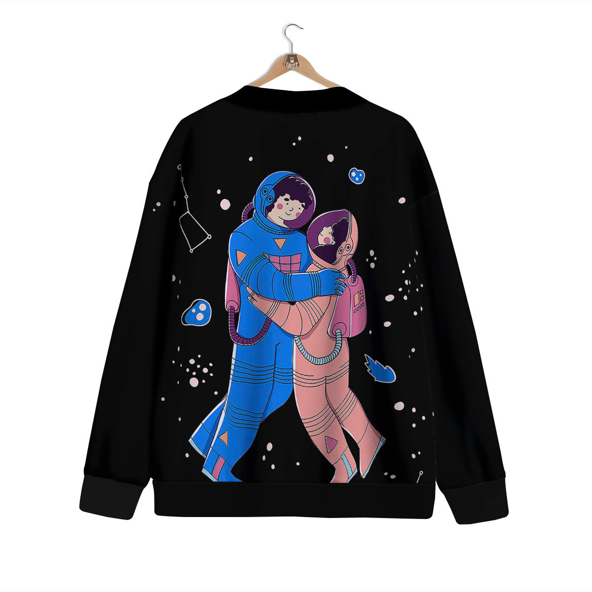 Couple Astronaut Travel In Space Print Cardigan-grizzshop