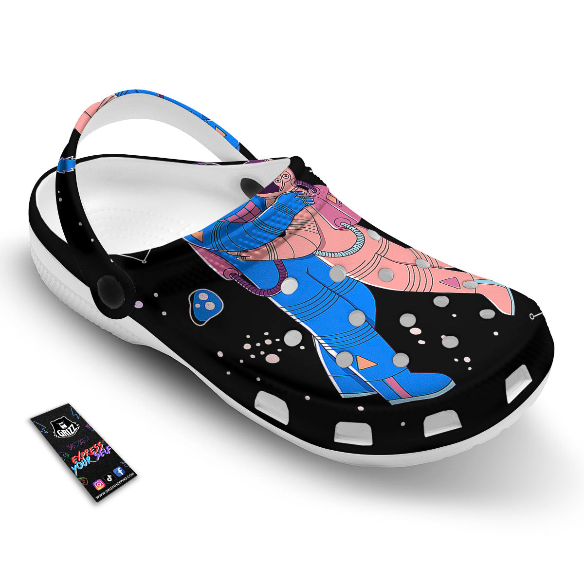 Couple Astronaut Travel In Space Print Clog-grizzshop