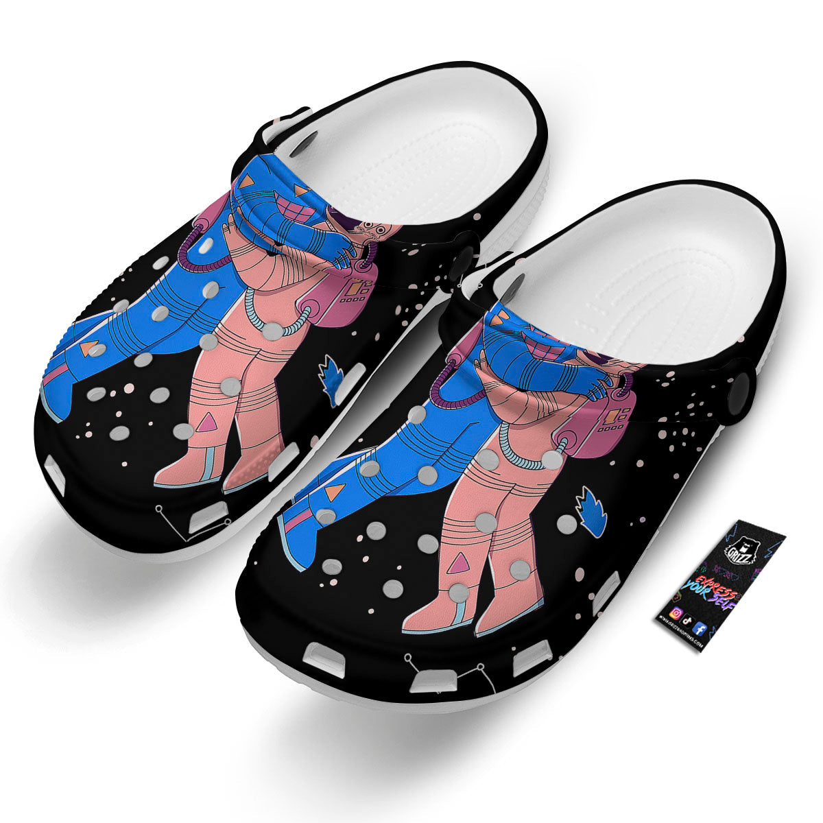 Couple Astronaut Travel In Space Print Clog-grizzshop