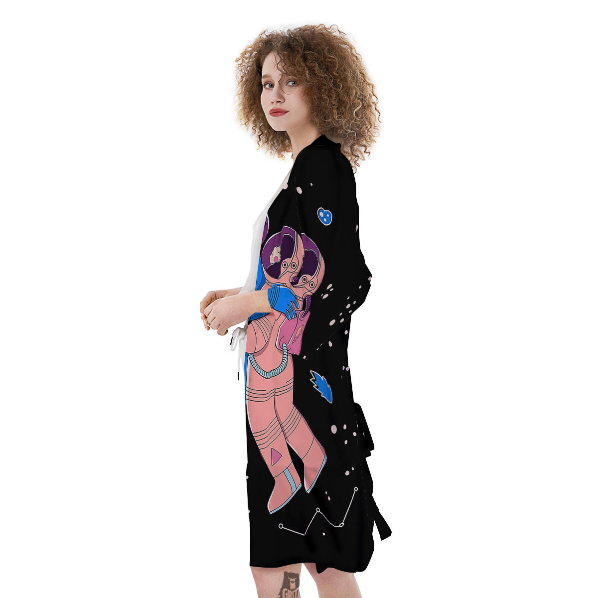 Couple Astronaut Travel In Space Print Kimono-grizzshop