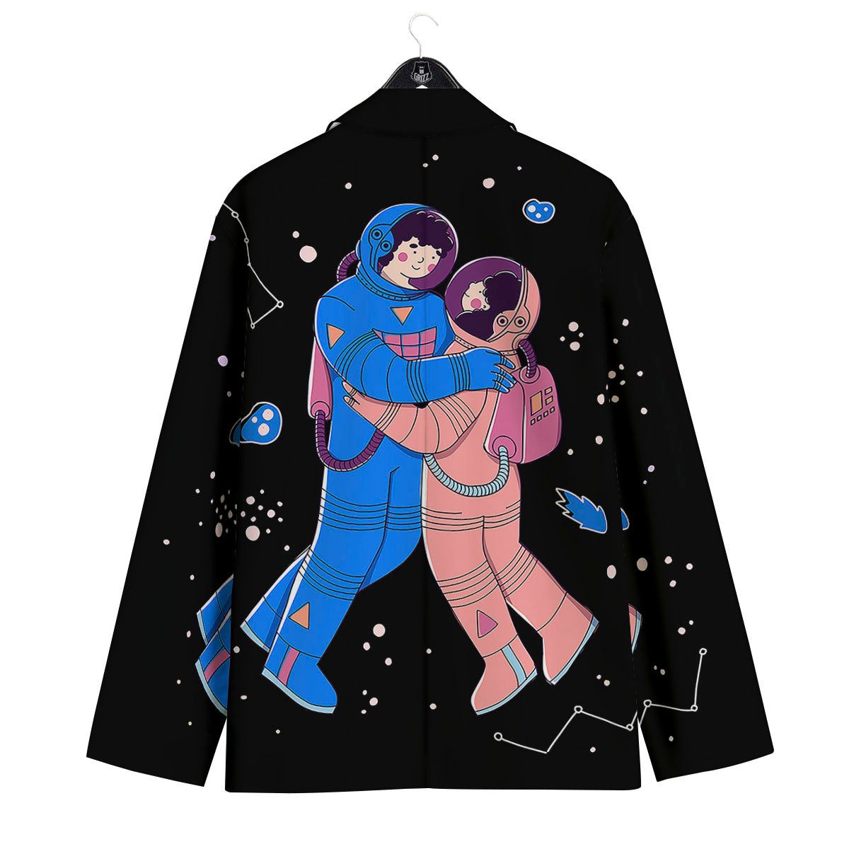 Couple Astronaut Travel In Space Print Men's Sport Coat-grizzshop