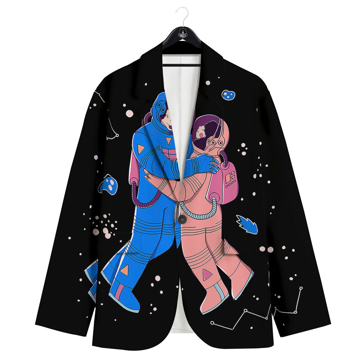 Couple Astronaut Travel In Space Print Men's Sport Coat-grizzshop