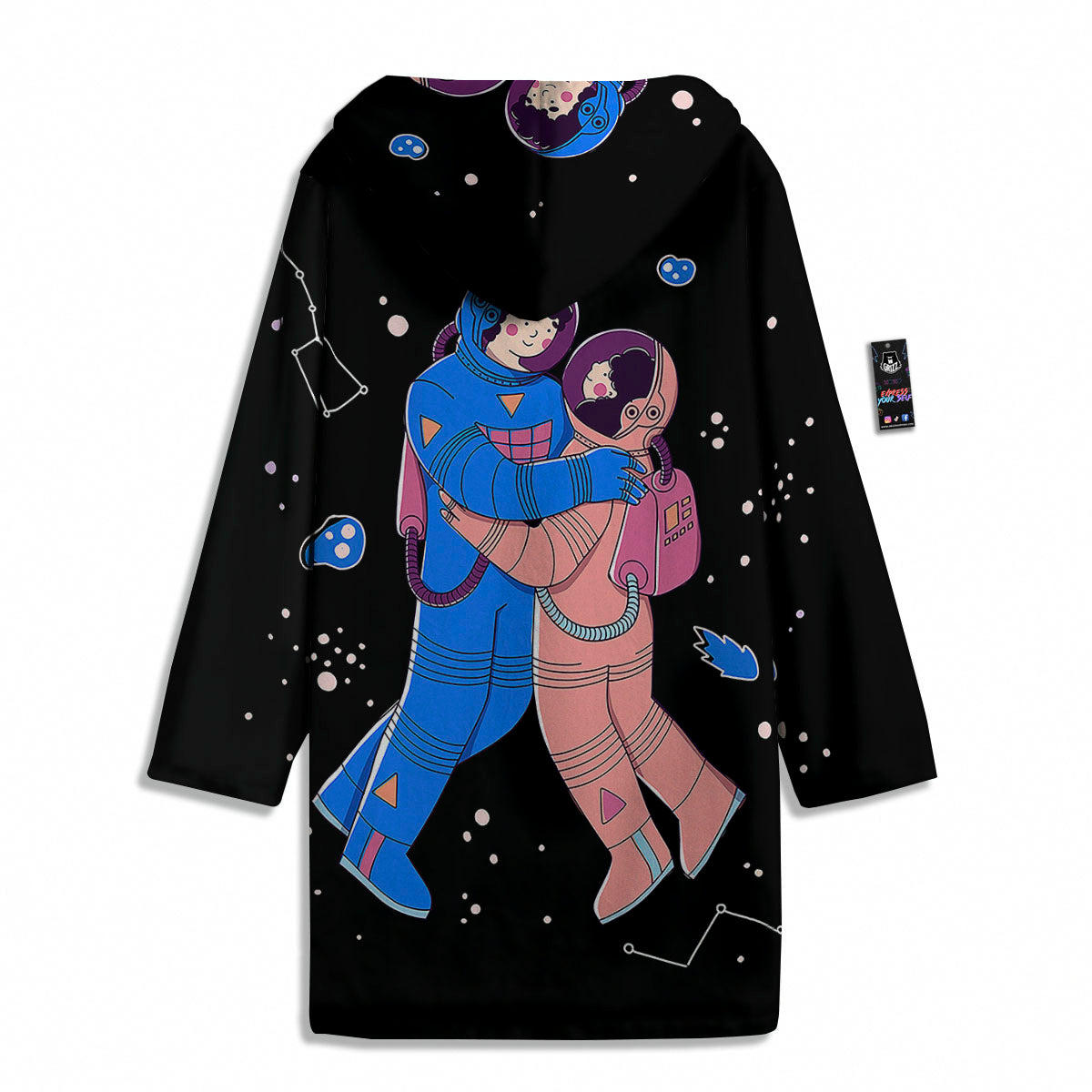 Couple Astronaut Travel In Space Print Men's Windbreaker Jacket-grizzshop