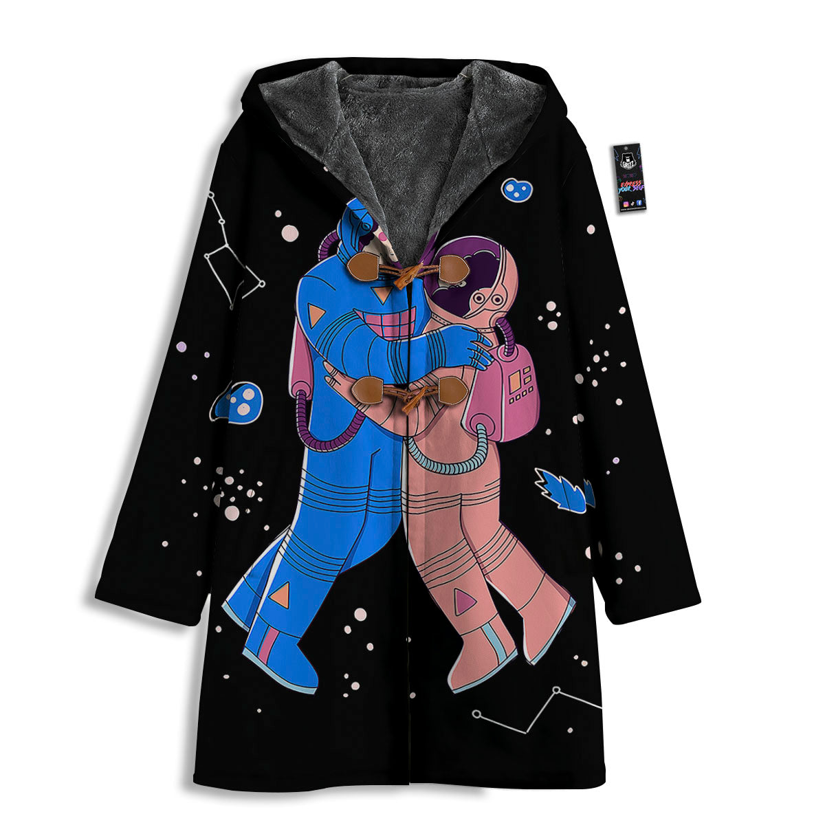 Couple Astronaut Travel In Space Print Men's Windbreaker Jacket-grizzshop