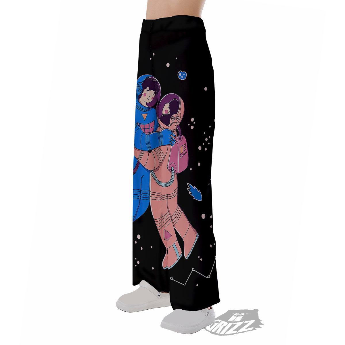 Couple Astronaut Travel In Space Print Pajama Pants-grizzshop