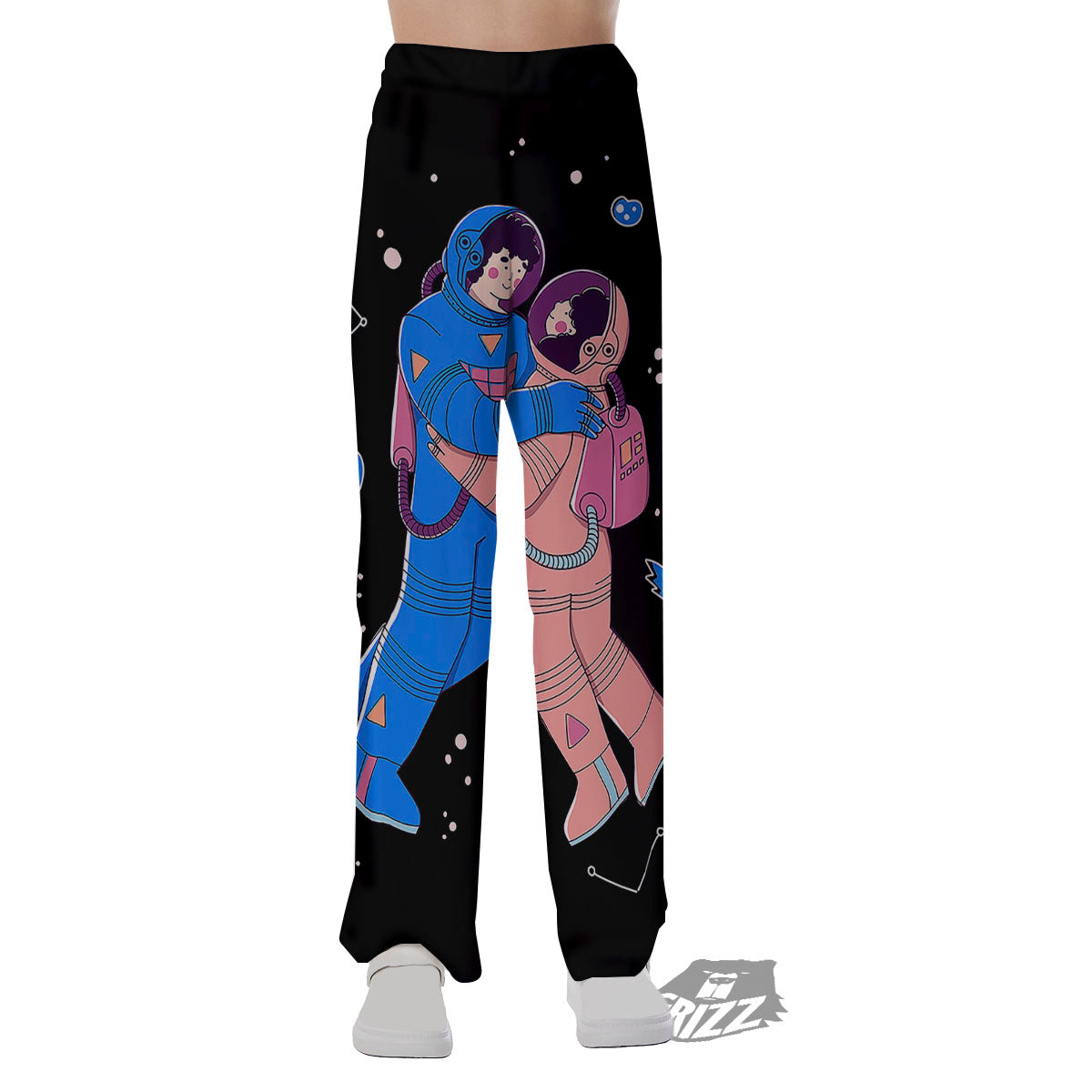 Couple Astronaut Travel In Space Print Pajama Pants-grizzshop
