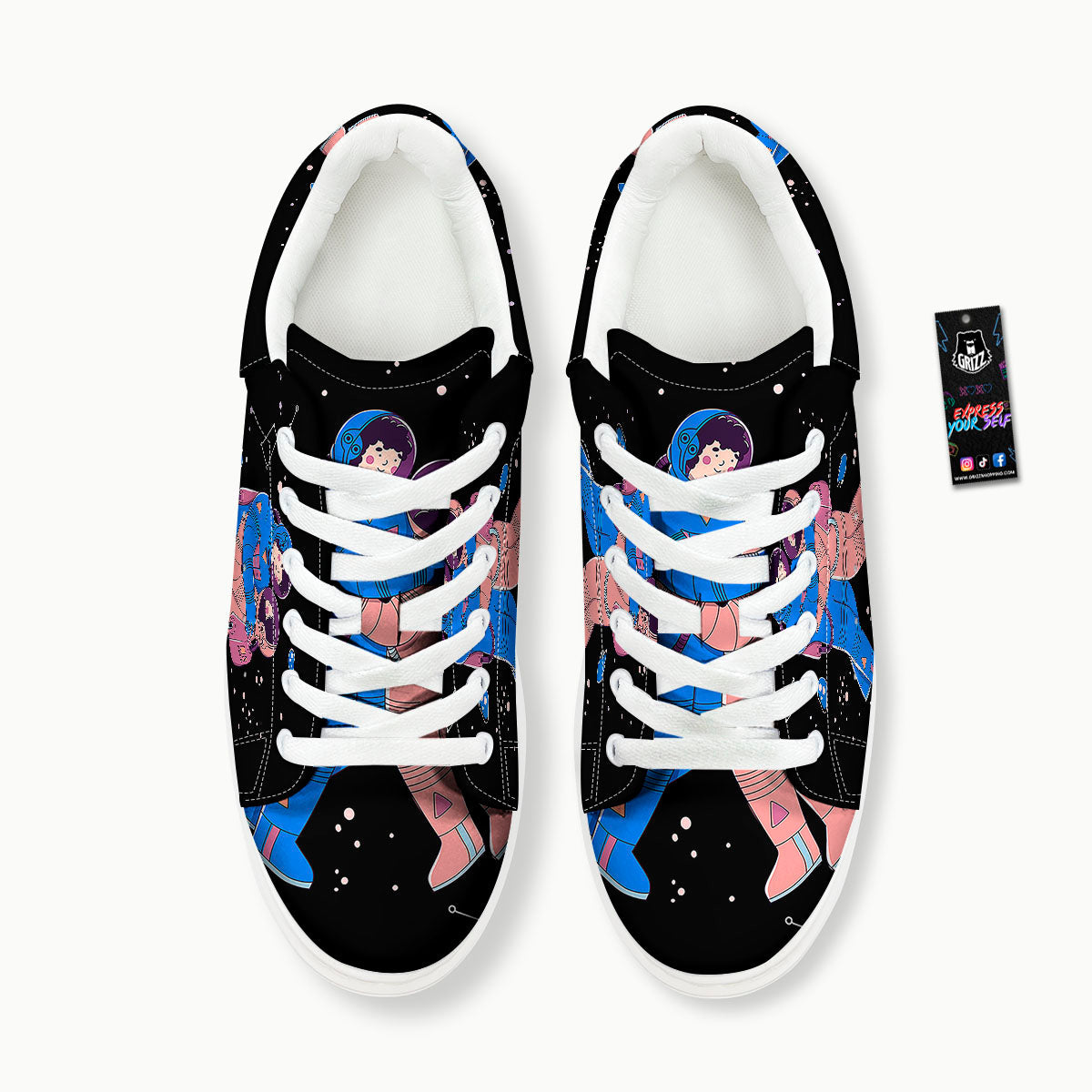 Couple Astronaut Travel In Space Print Platform Shoes-grizzshop
