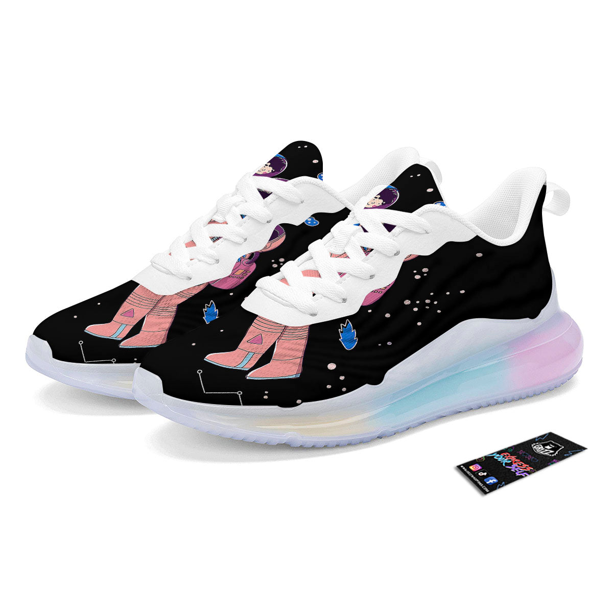 Couple Astronaut Travel In Space Print Running Sneakers-grizzshop