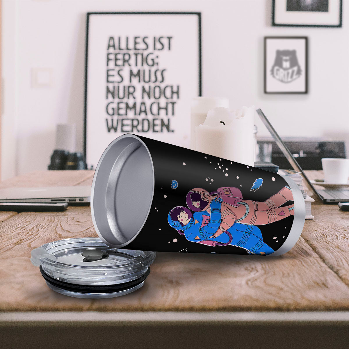 Couple Astronaut Travel In Space Print Tumbler-grizzshop