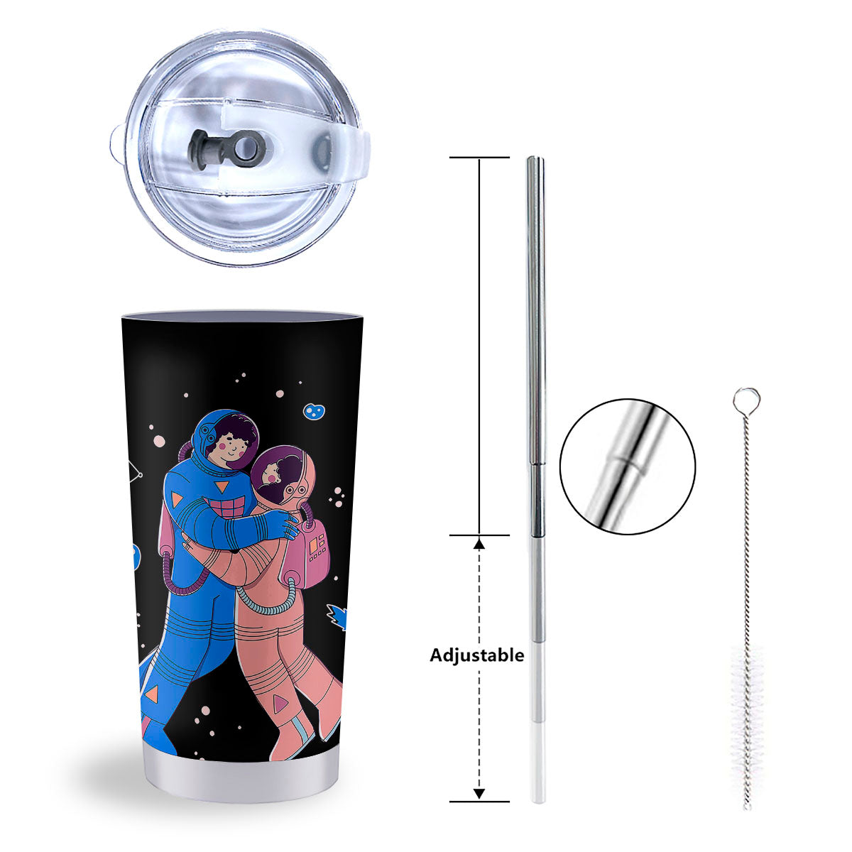 Couple Astronaut Travel In Space Print Tumbler-grizzshop