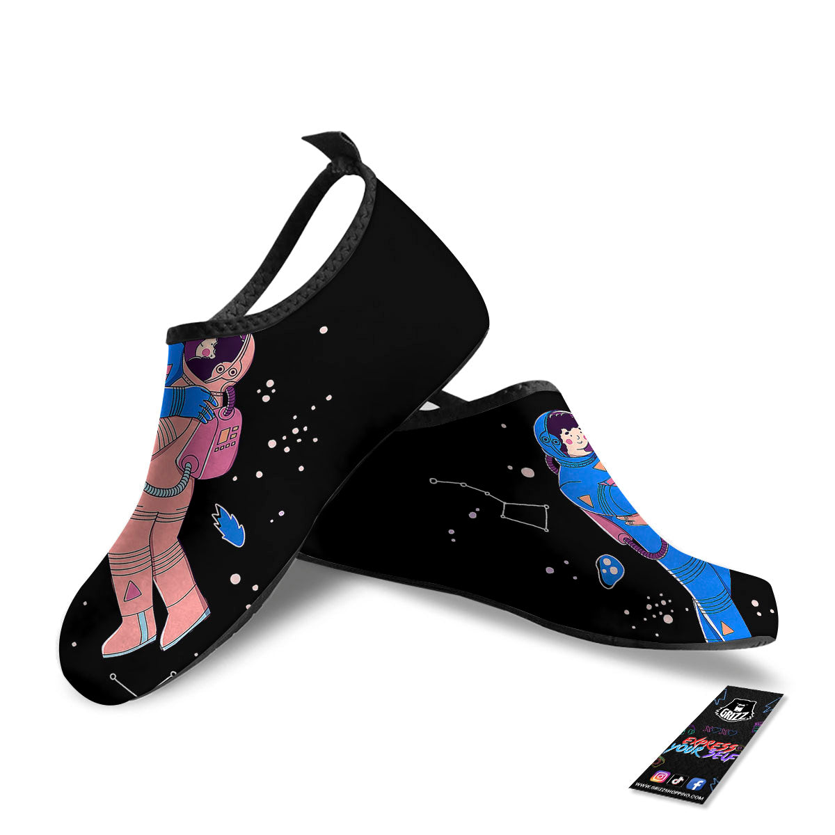 Couple Astronaut Travel In Space Print Water Shoes-grizzshop