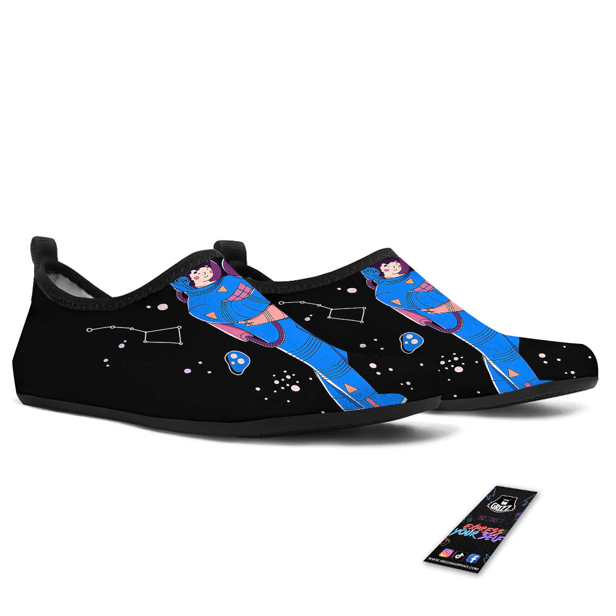 Couple Astronaut Travel In Space Print Water Shoes-grizzshop