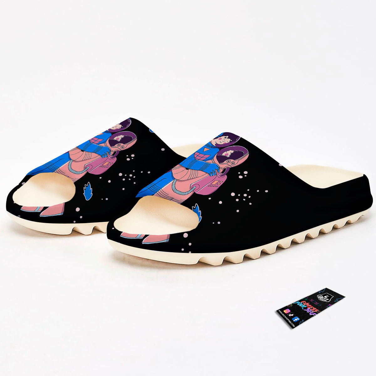 Couple Astronaut Travel In Space Print Sandals-grizzshop