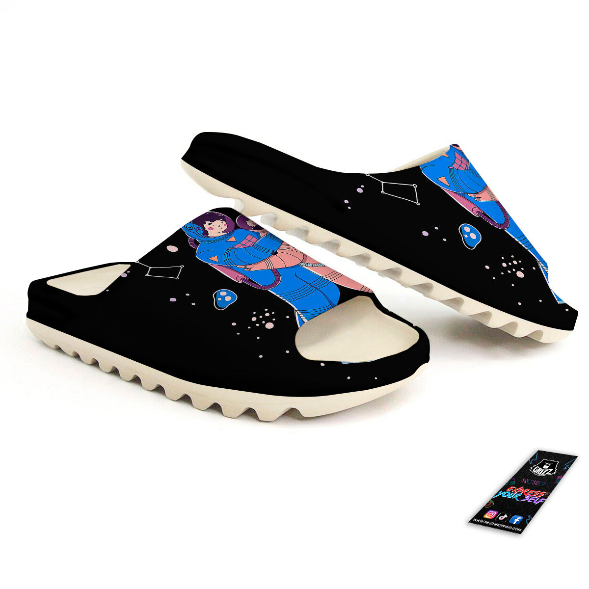 Couple Astronaut Travel In Space Print Sandals-grizzshop