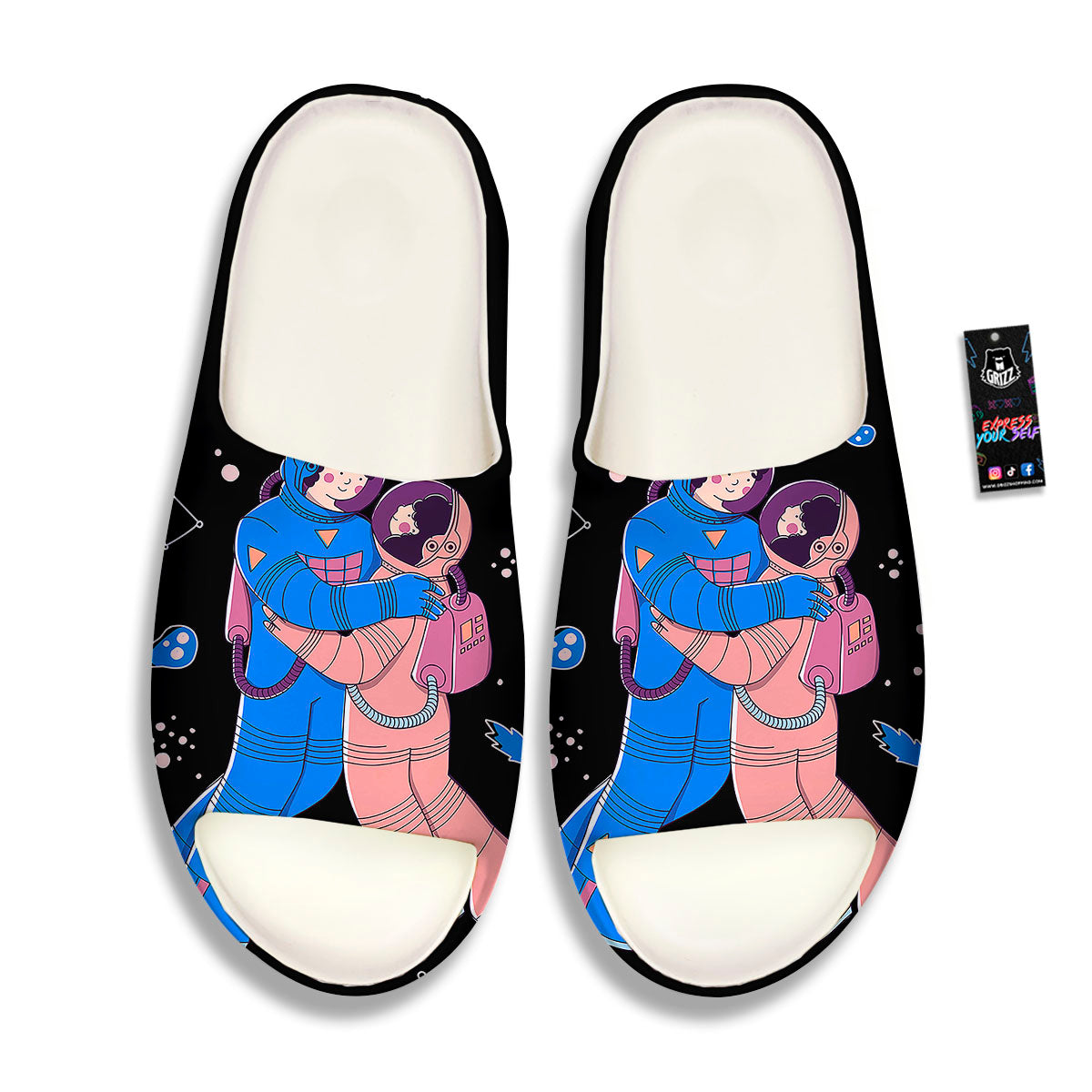 Couple Astronaut Travel In Space Print Sandals-grizzshop
