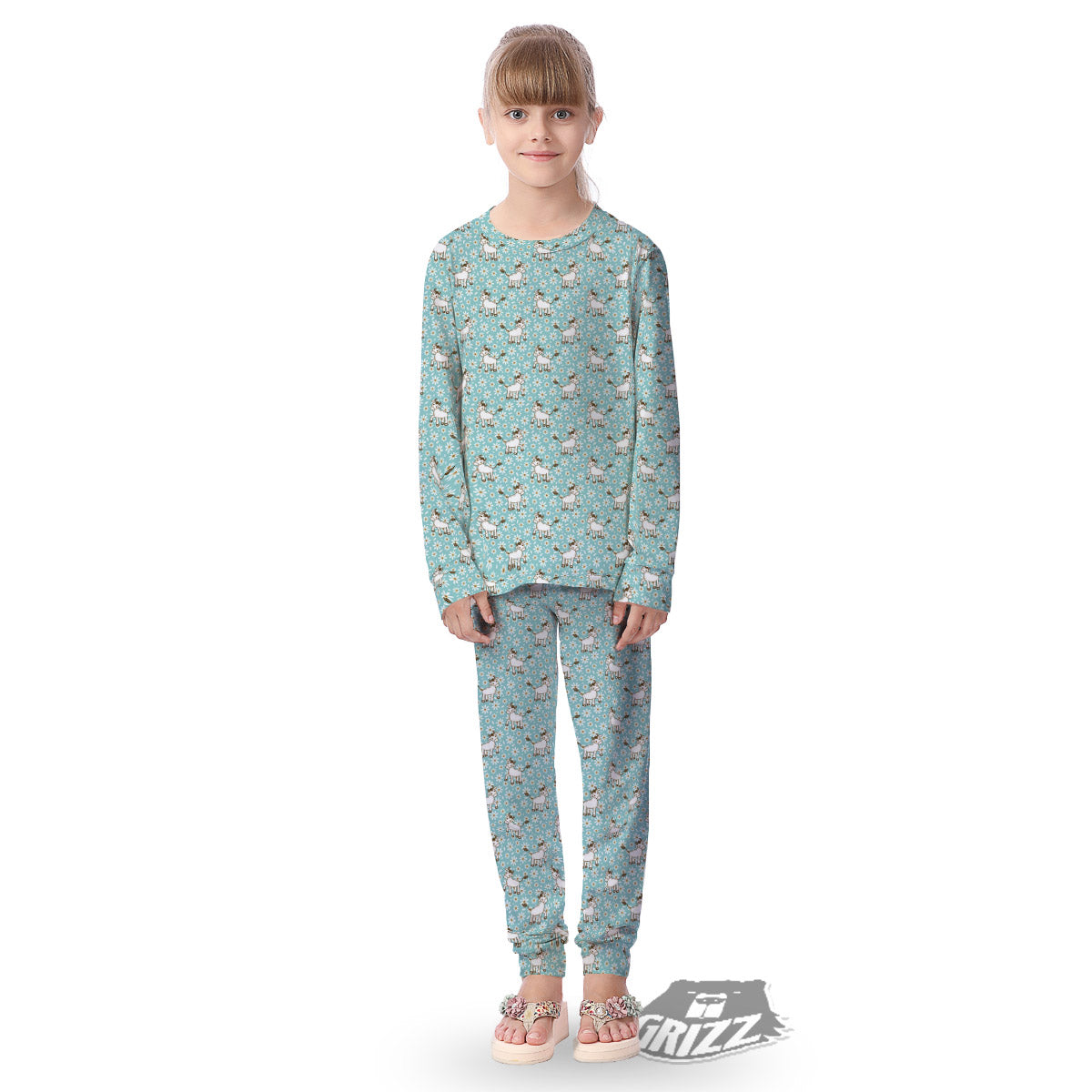 Cow And Cartoon Daisy Print Pattern Kid's Pajamas-grizzshop
