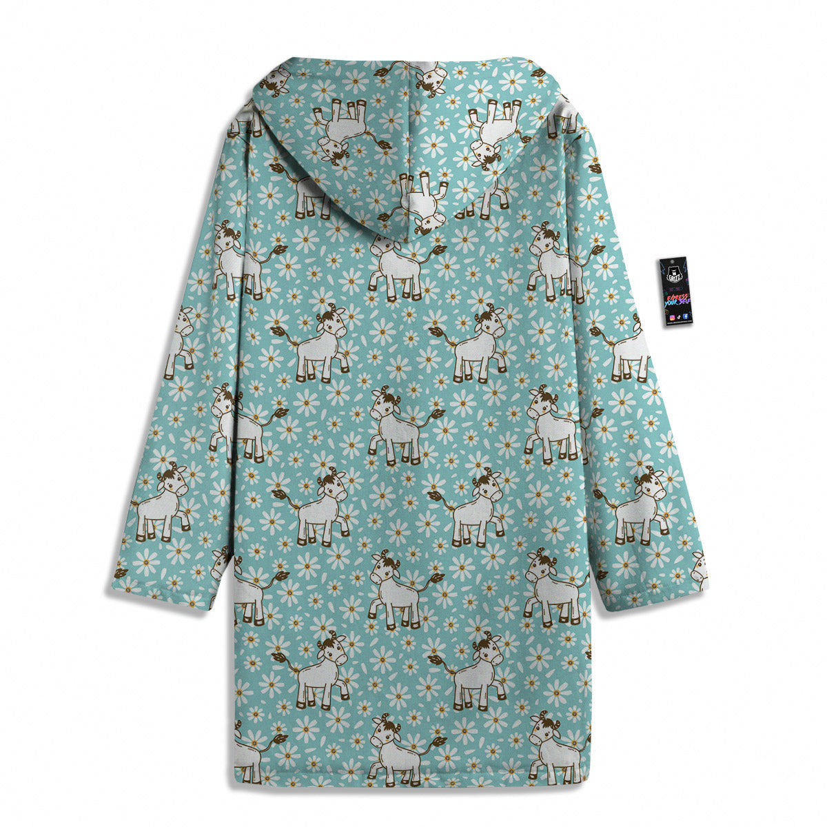 Cow And Cartoon Daisy Print Pattern Men's Windbreaker Jacket-grizzshop