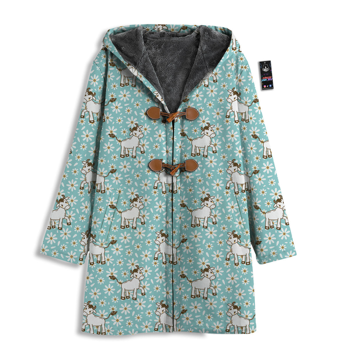 Cow And Cartoon Daisy Print Pattern Men's Windbreaker Jacket-grizzshop