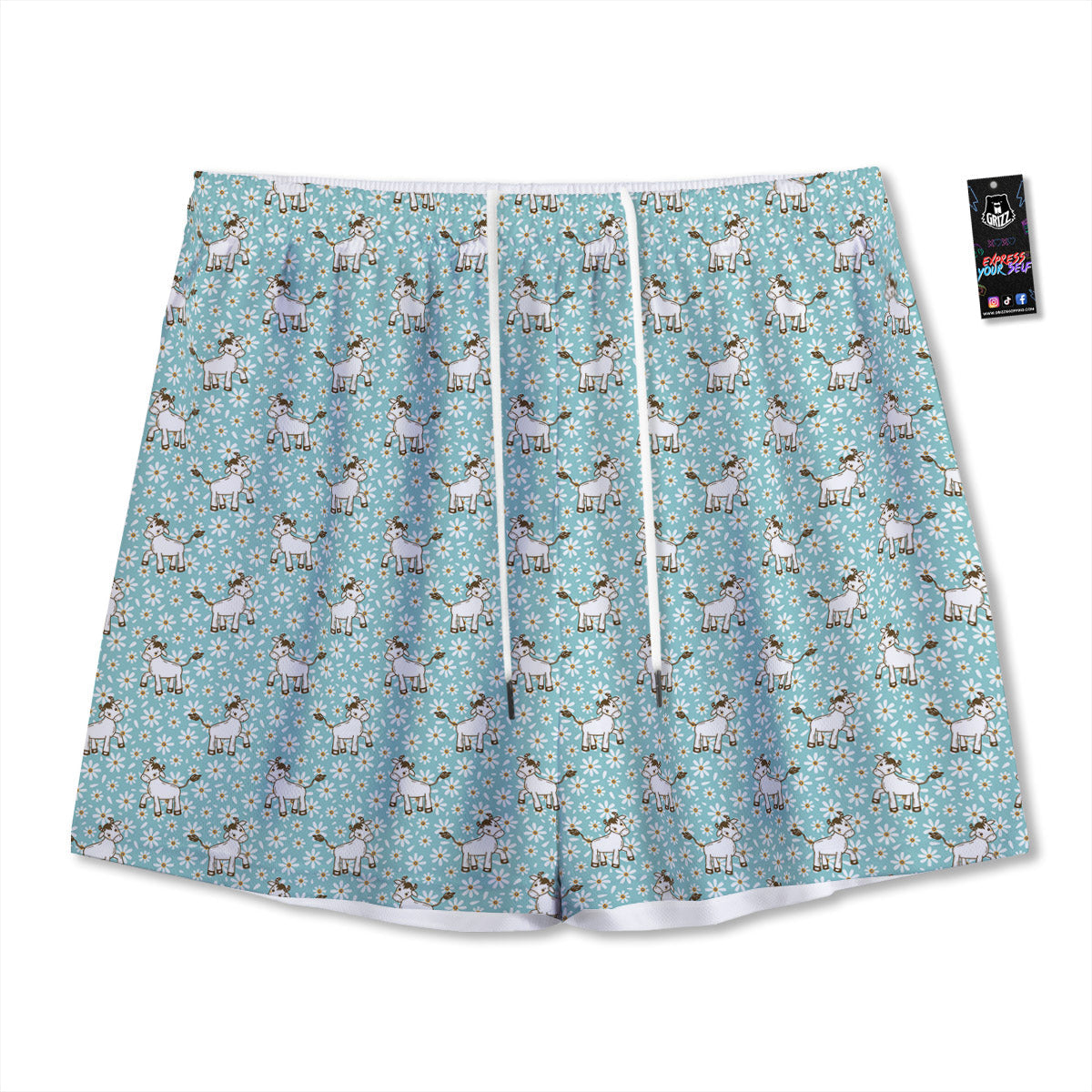 Dracula Pig Print Pattern Mesh Shorts