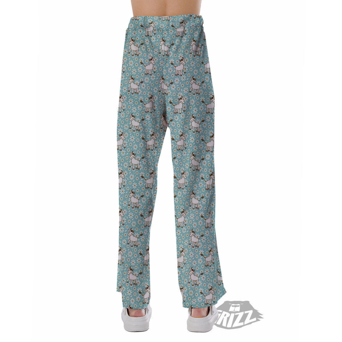 Cow And Cartoon Daisy Print Pattern Pajama Pants-grizzshop