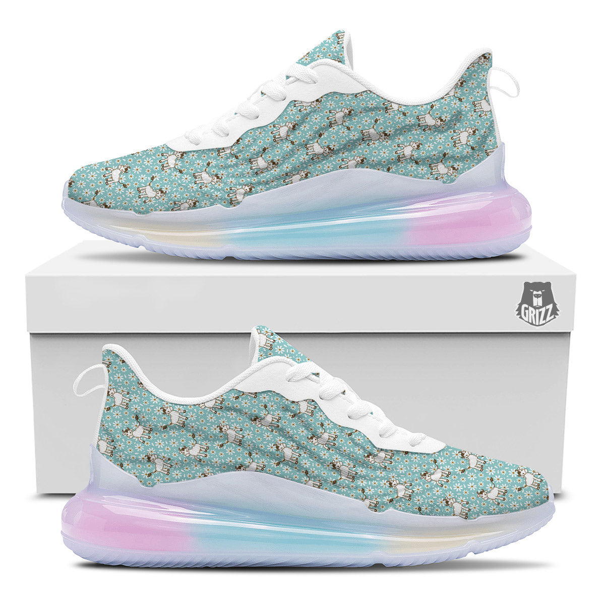 Cow And Cartoon Daisy Print Pattern Running Sneakers-grizzshop