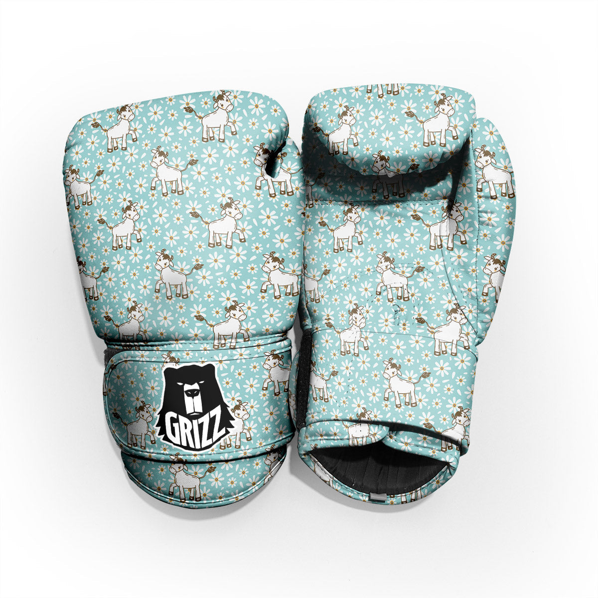 Cow And Cartoon Daisy Print Pattern Pro Boxing Glove