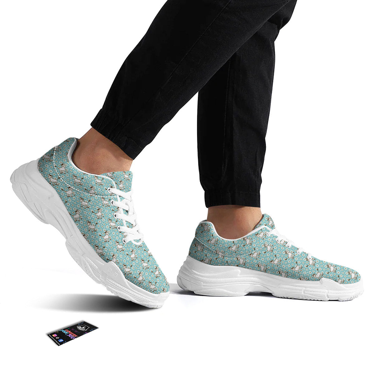 Cow And Cartoon Daisy Print Pattern White Chunky Shoes-grizzshop