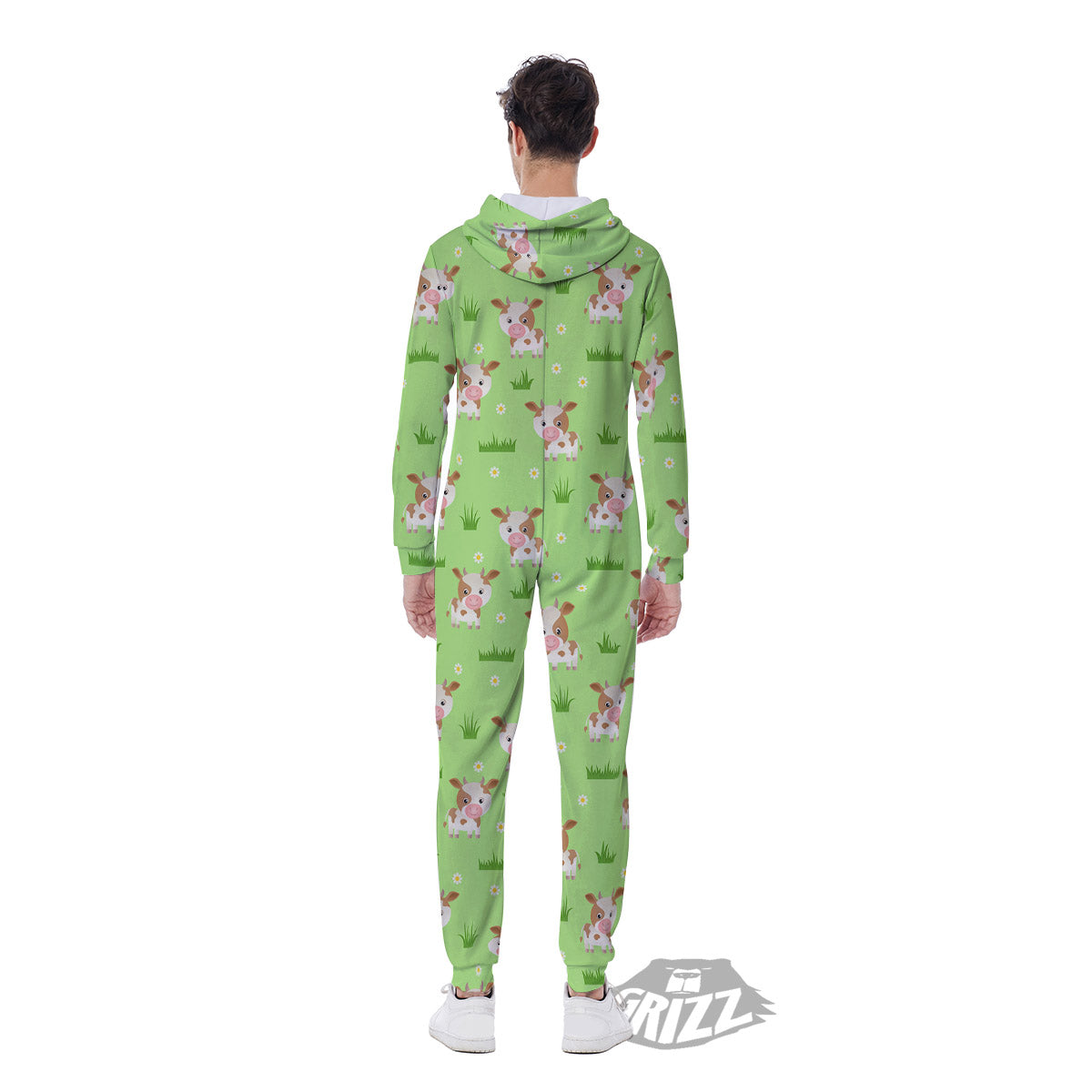 Cow And Green Grass Print Pattern Men's Jumpsuit-grizzshop