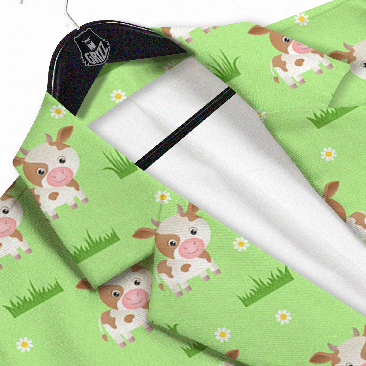 Cow And Green Grass Print Pattern Men's Sport Coat-grizzshop