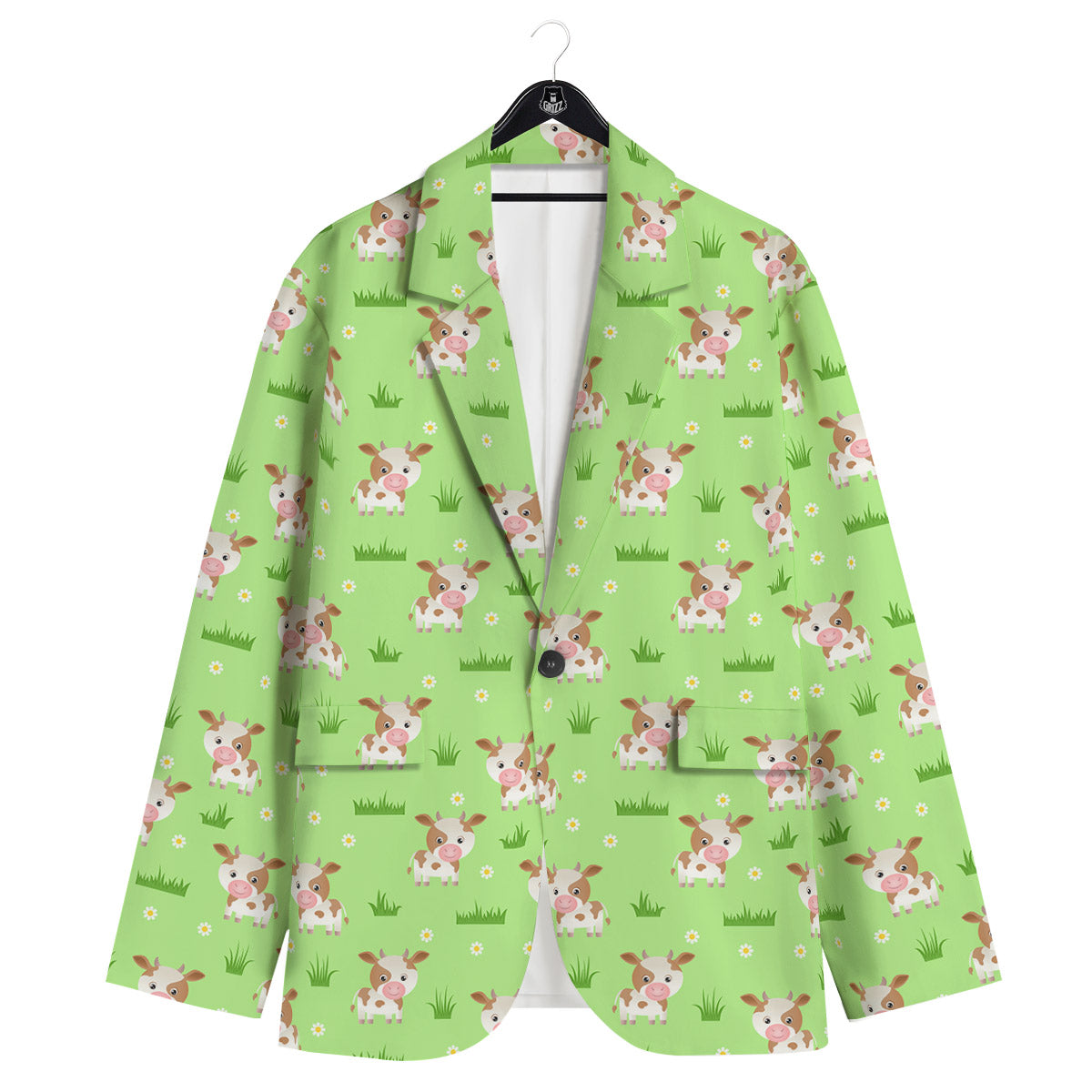 Cow And Green Grass Print Pattern Men's Sport Coat-grizzshop