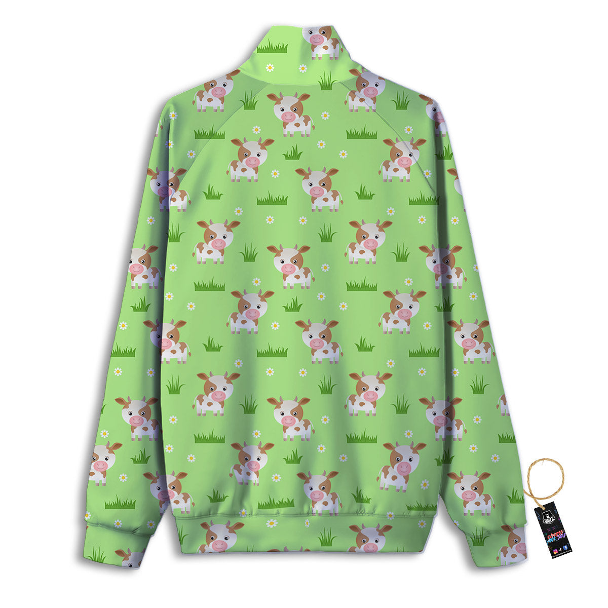 Cow And Green Grass Print Pattern Track Jacket-grizzshop
