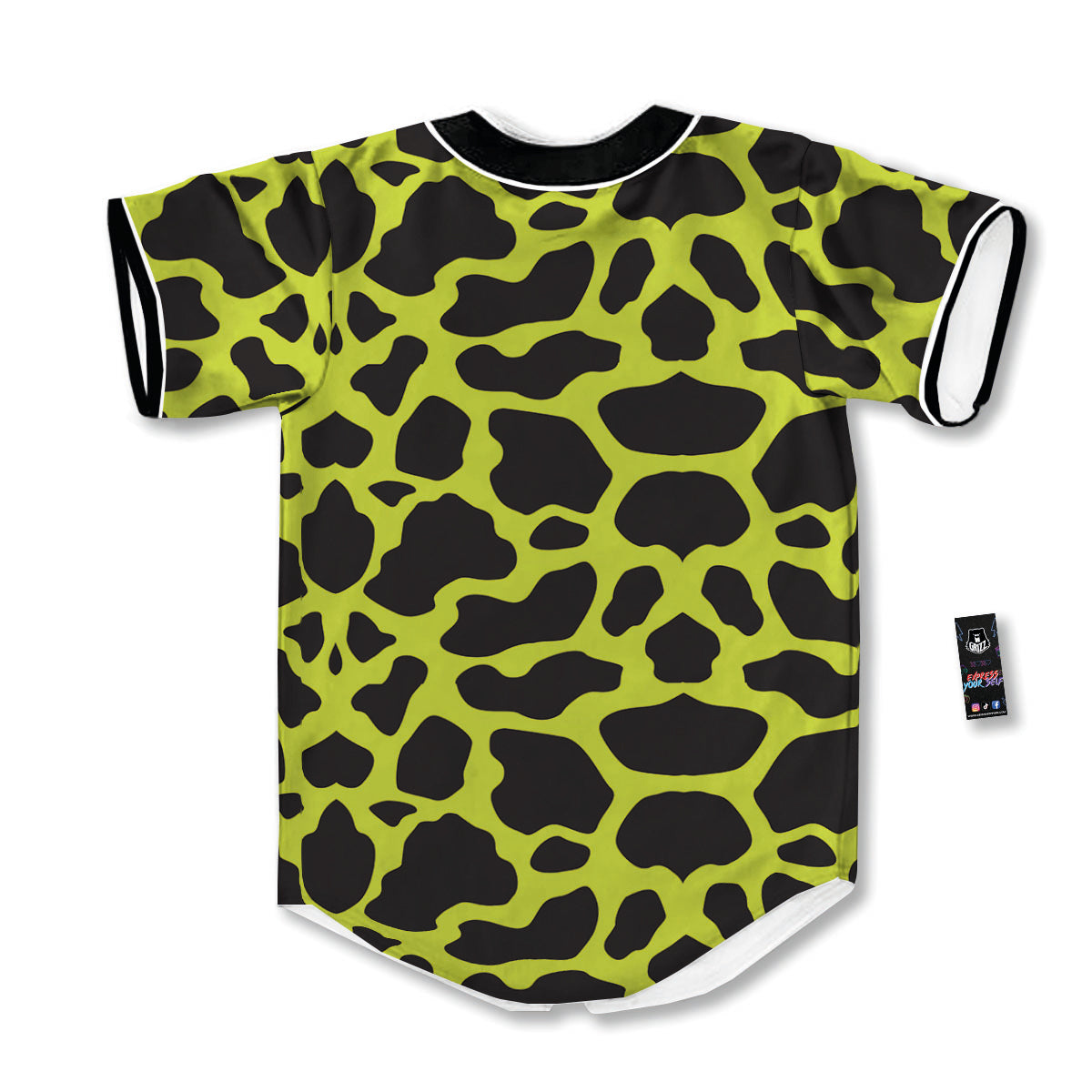 Cow Black And Lime Green Print Pattern Baseball Jersey-grizzshop