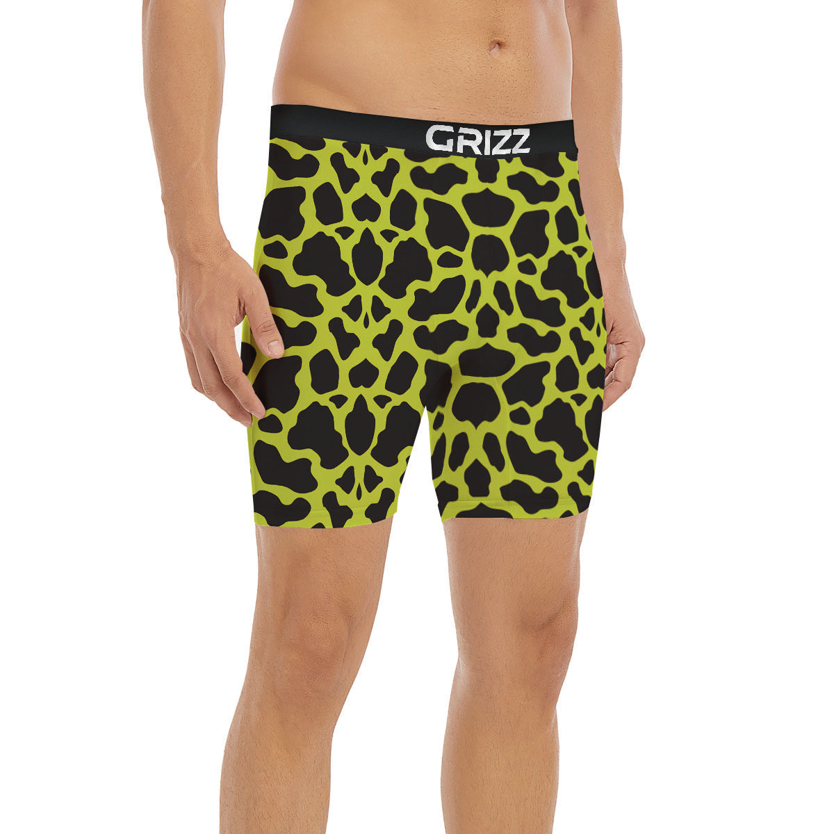 Cow Black And Lime Green Print Pattern Boxer Briefs-grizzshop