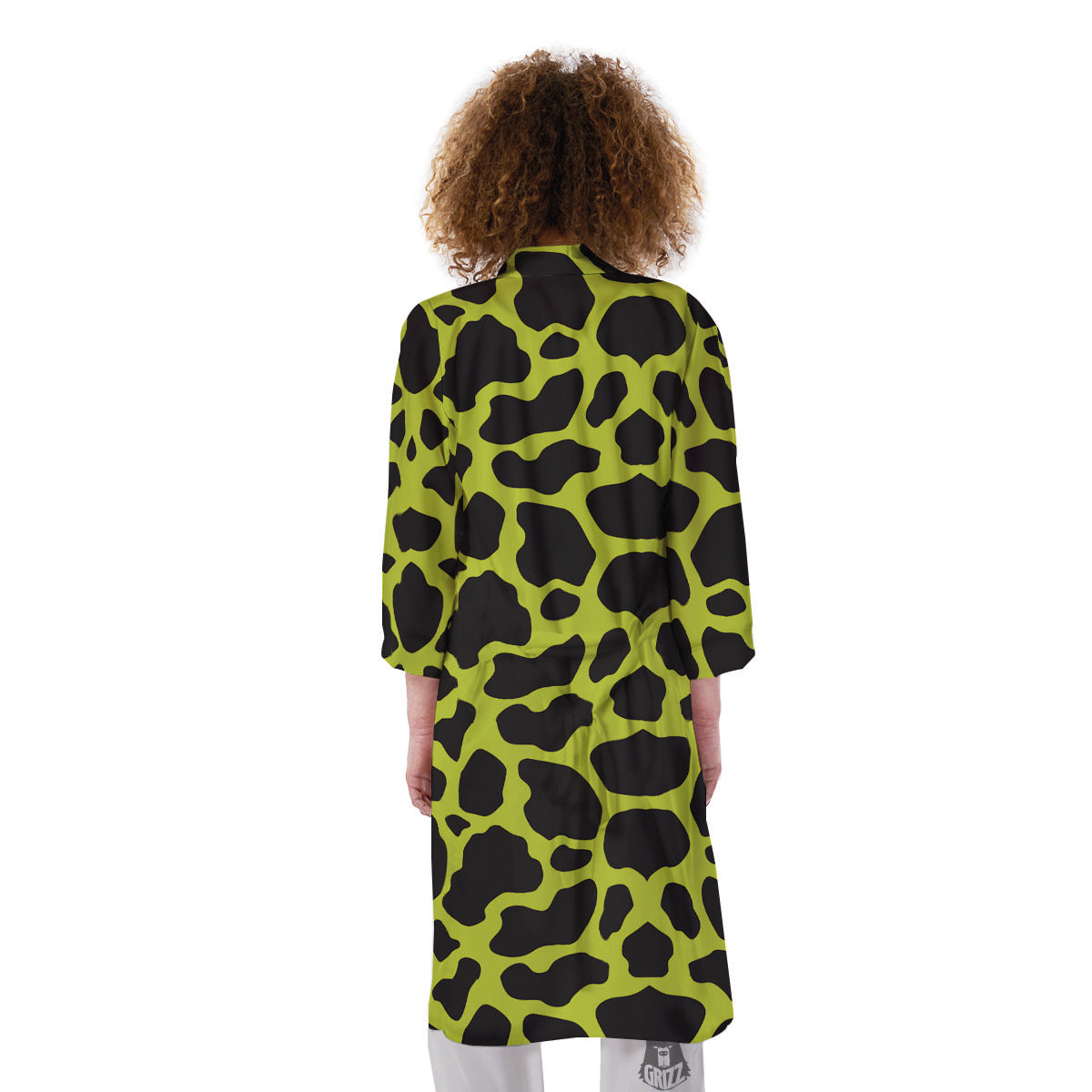 Cow Black And Lime Green Print Pattern Kimono-grizzshop