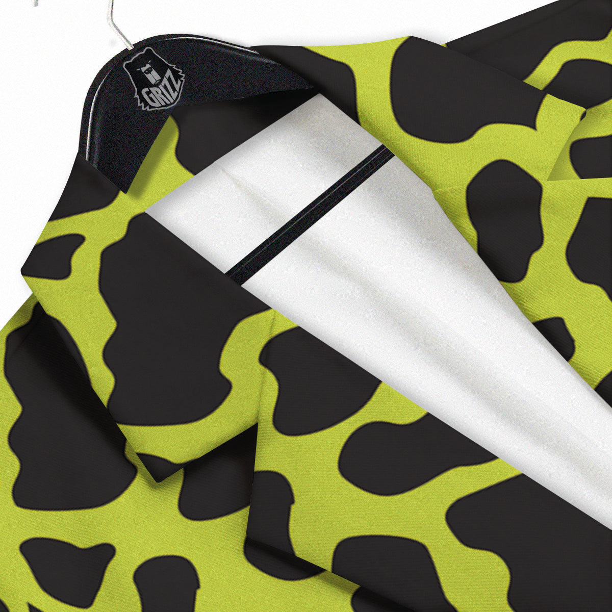 Cow Black And Lime Green Print Pattern Men's Sport Coat-grizzshop